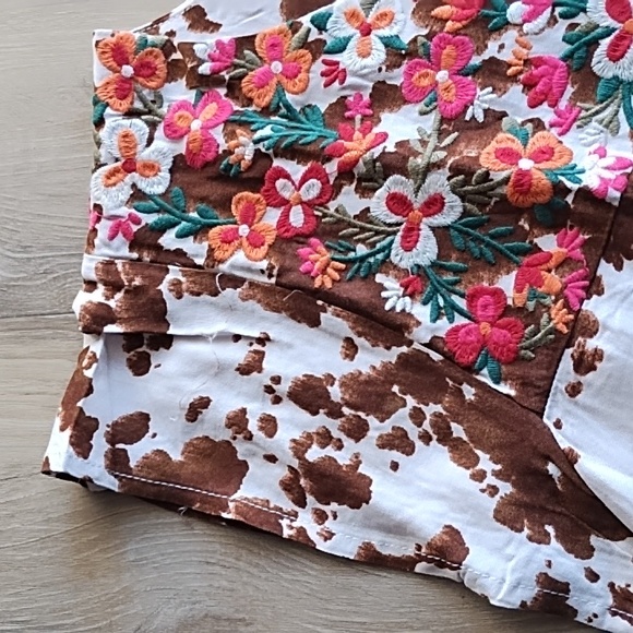 Saivana Women's Floral Embroidered Top - Brown and White - Picture 3 of 5